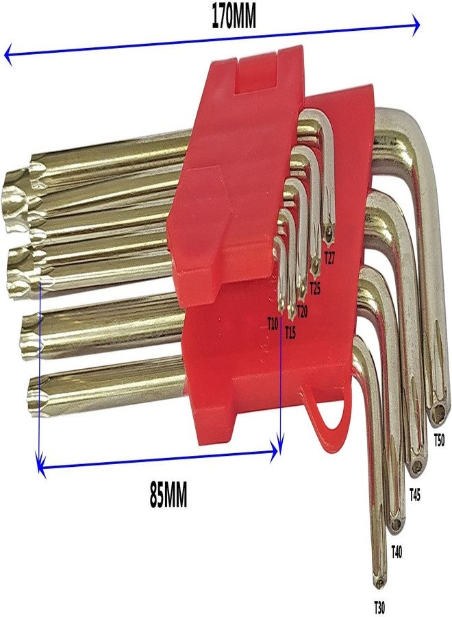 Inditrust مجموعة مفاتيح ألين توركس/نجمة فضية طويلة شديدة التحمل من إنديترست، 9 قطع، متعددة المقاسات من T10 إلى T50 - Image 2